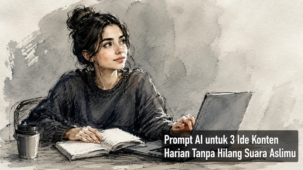 Prompt AI untuk 3 Ide Konten Harian Tanpa Hilang Suara Aslimu